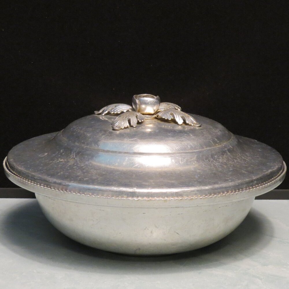 Hammered Aluminum Vintage Covered Wild Rose Knob Continental Silver Co.